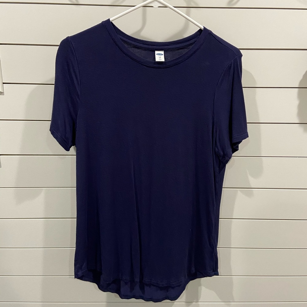 Old Navy Navy Blue Luxe Short Sleeve Top